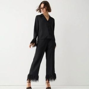 J. Crew Black Feather Trim Pants